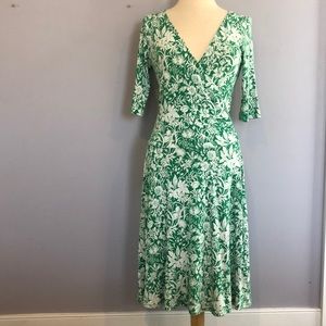CAbi Green and White Floral Dress